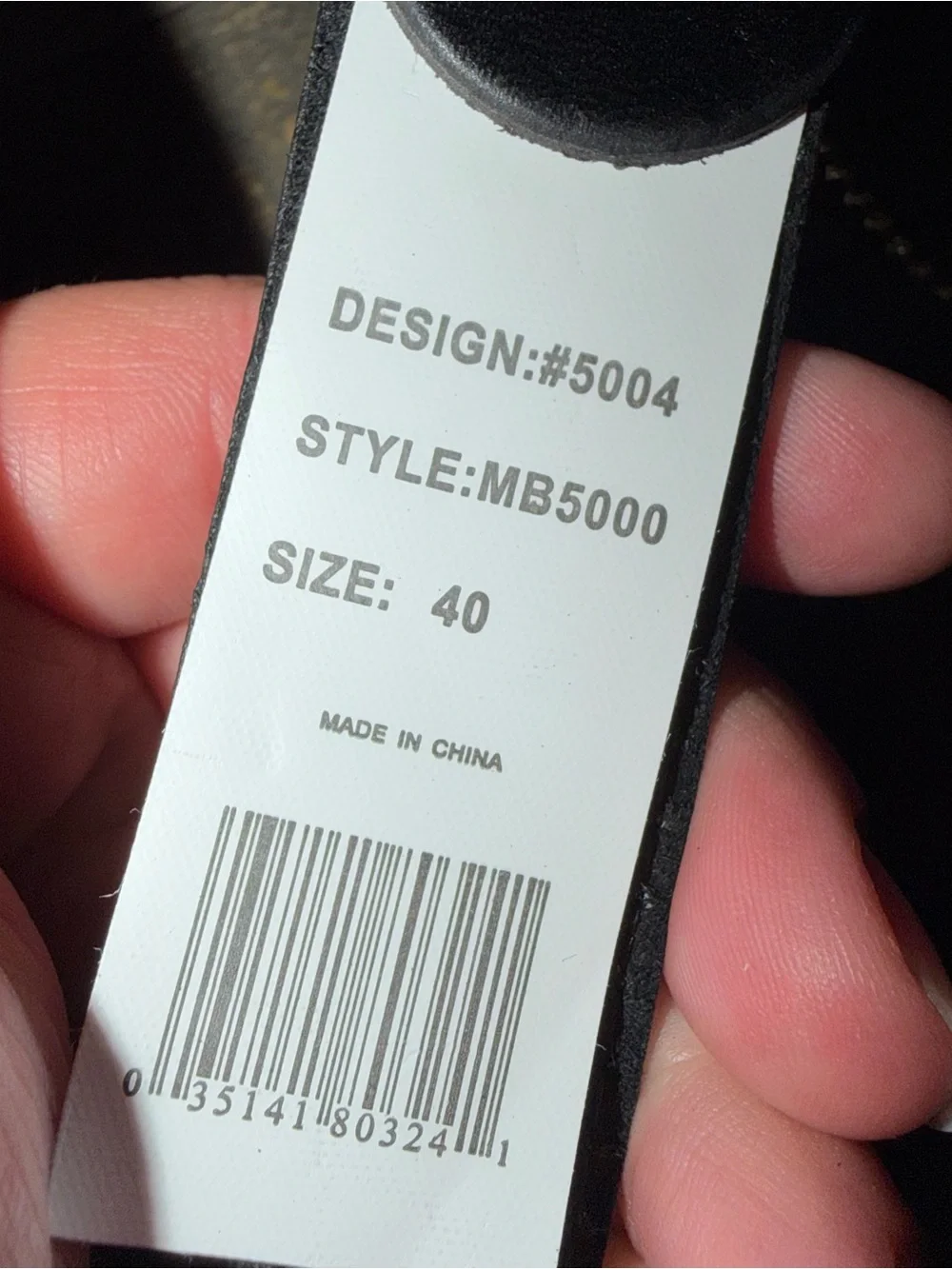 Black Genuine Leather Men's Belt size 40‎
